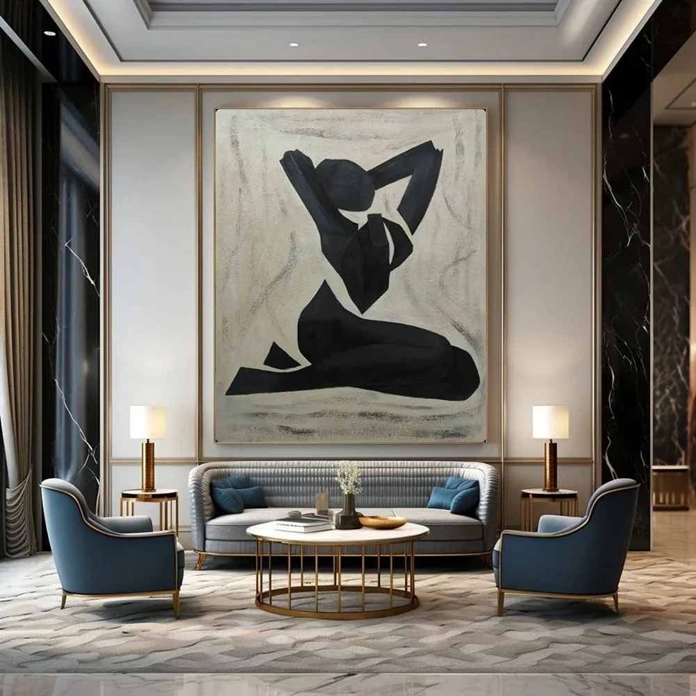 Figure Original Yoga Studio Bedroom Giant Abstract Wall Art 31WF5